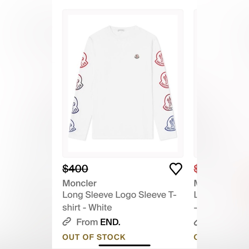Moncler
Men's White Long Sleeve Logo Sleeve T-shirt - Picture 3 of 4